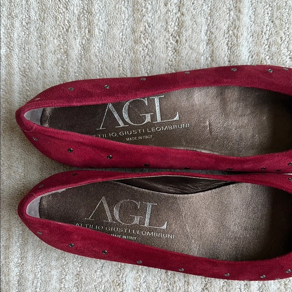AGL Attilio Giusti Leombroni Suede Grommet Studded Ballet Flats Siz US 9 | EU 39